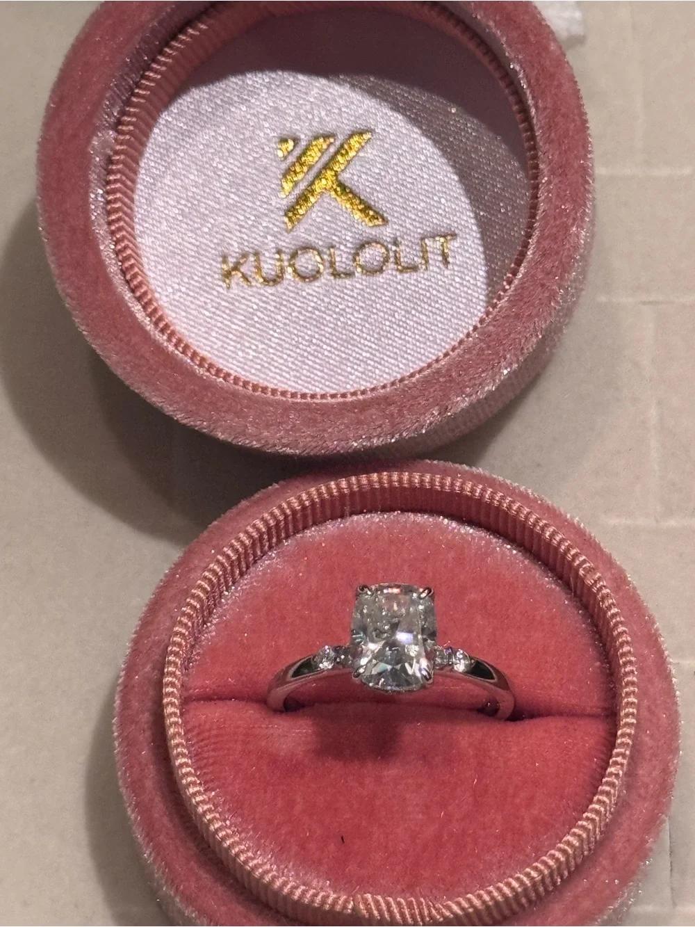 3 ct Kuololit Moissanite elongated cushion cut ring size 8 - Picture 10 of 14